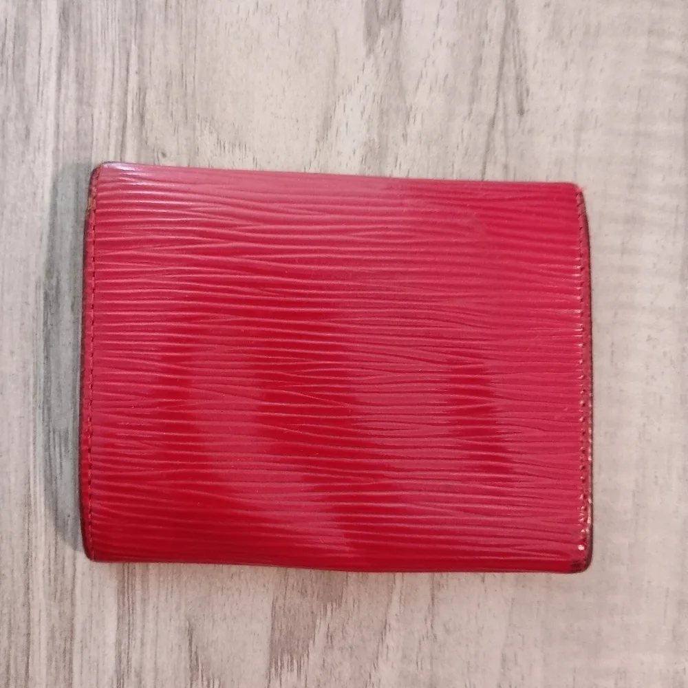 Louis Vuitton Womens Red Epi Leather Coin Purse Holder Envelope Wallet